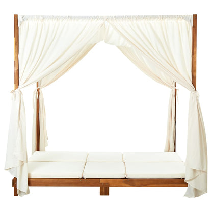 Tumbona Doble Con Cortinas Y Cojines Madera Maciza De Acacia_4