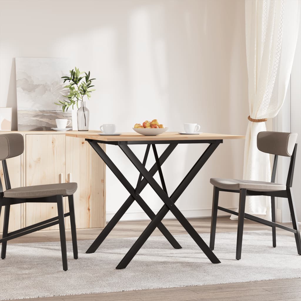 Mesa De Comedor Marco X Madera Maciza Pino Y Acero 80x80x75 Cm_1