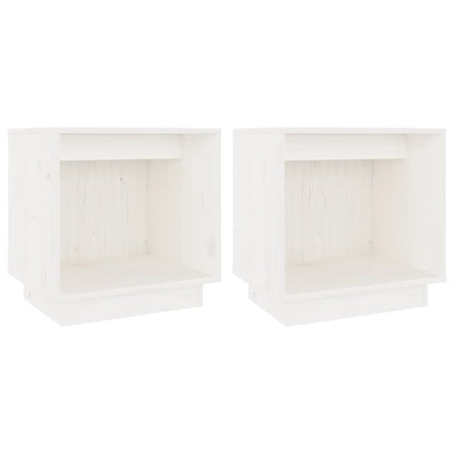 Mesitas De Noche 2 Uds Madera Maciza De Pino Blanco 40x30x40 Cm_0