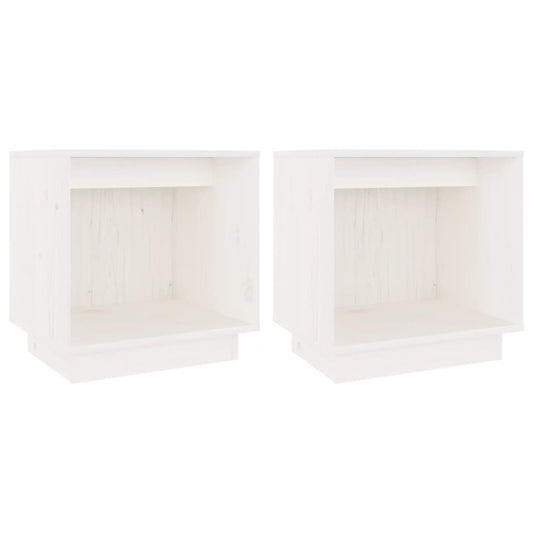 Mesitas De Noche 2 Uds Madera Maciza De Pino Blanco 40x30x40 Cm_0