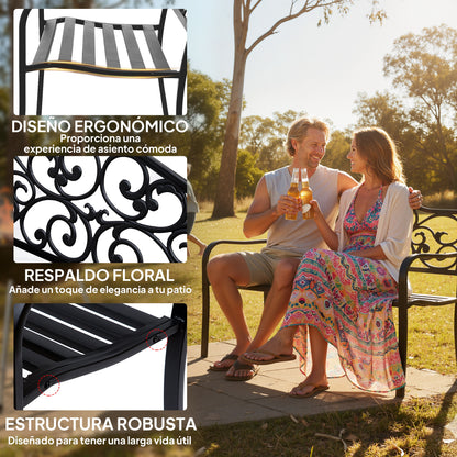Outsunny Banco De Jardín De Acero Carga 240 Kg Para Patio 127x60x89 Cm Negro_4