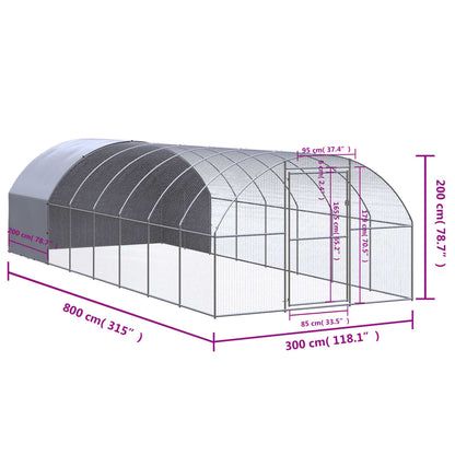 Vidaxl Gallinero De Exterior De Acero Galvanizado 3x8x2 M_2