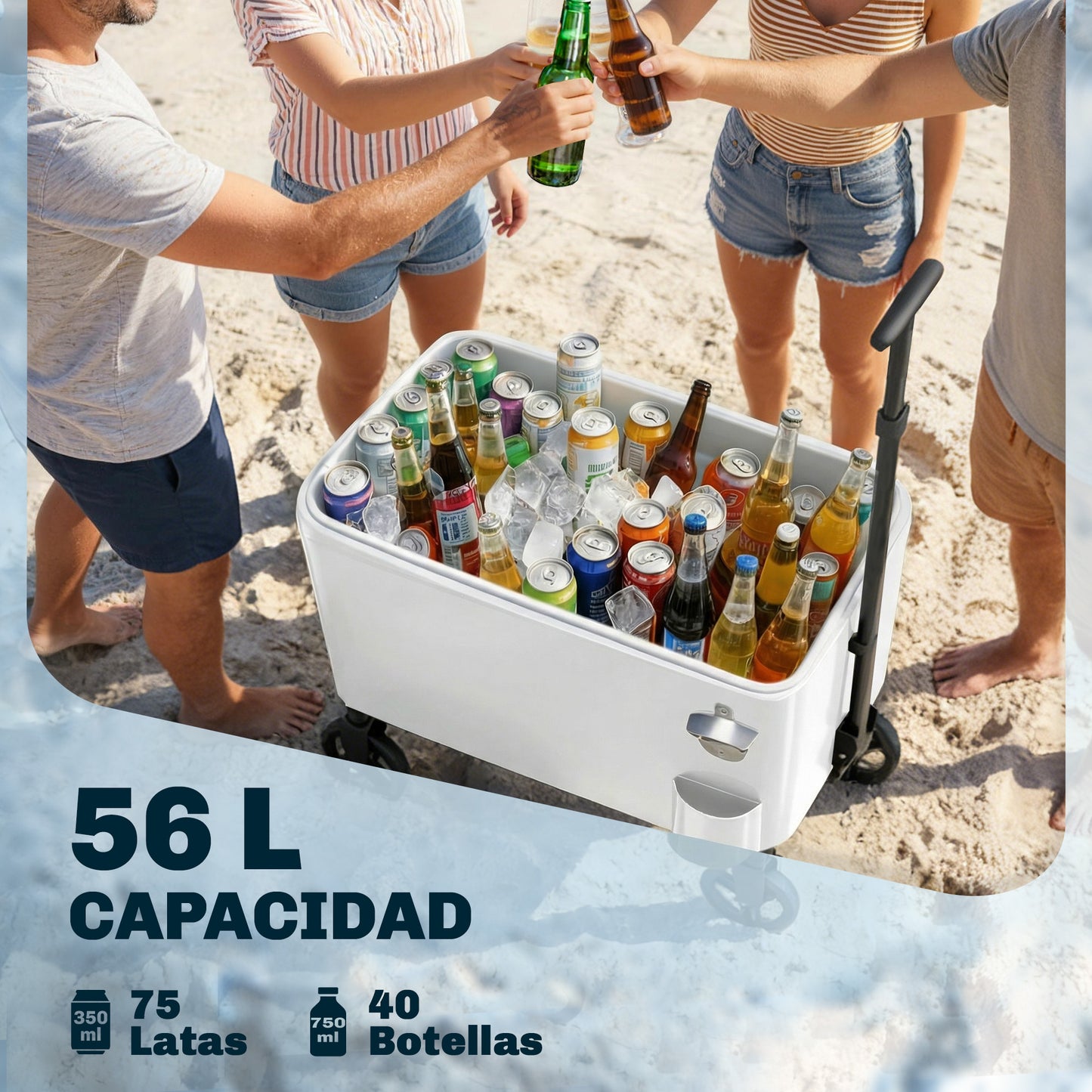 Outsunny Carrito Nevera De 56l Con Ruedas_3