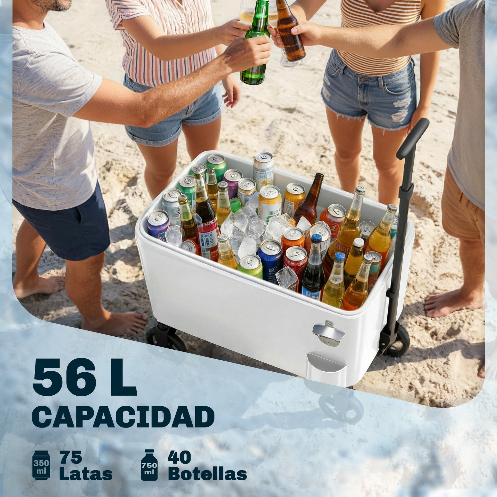 Outsunny Carrito Nevera De 56l Con Ruedas_3