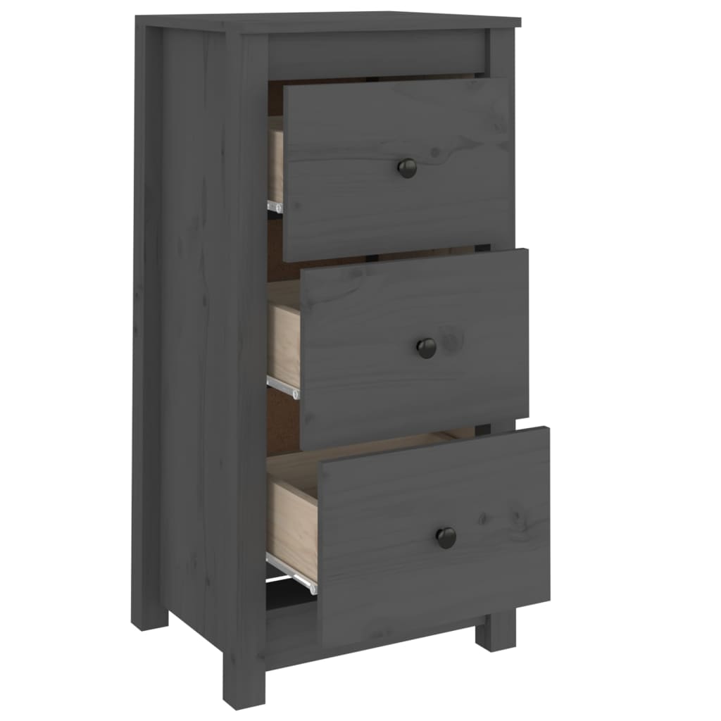 Aparador De Madera Maciza De Pino Gris 40x35x80 Cm / Vetonek_2