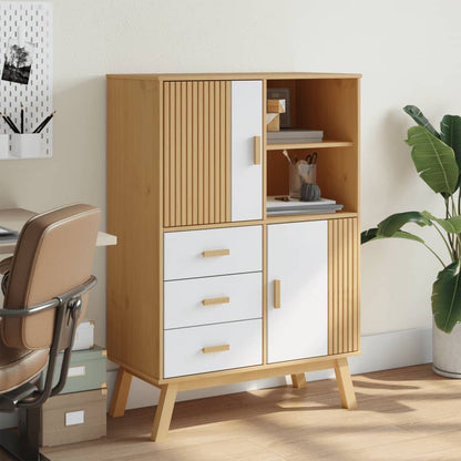 Aparador Olden Madera Maciza Pino Marrón Y Blanco 85x43x125 Cm / Vetonek_1