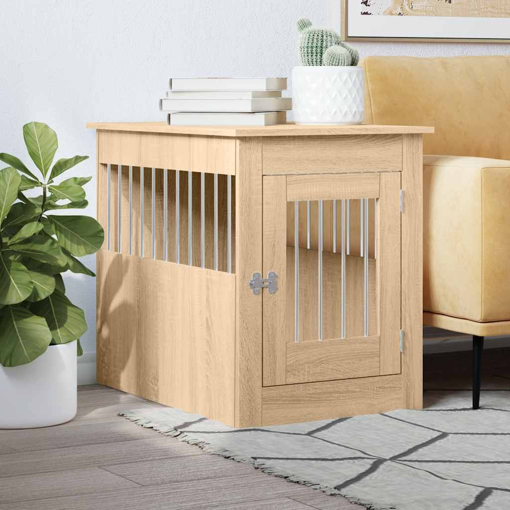 Jaula Para Perros Madera De Ingeniería Roble Sonoma 55x80x68 Cm_1
