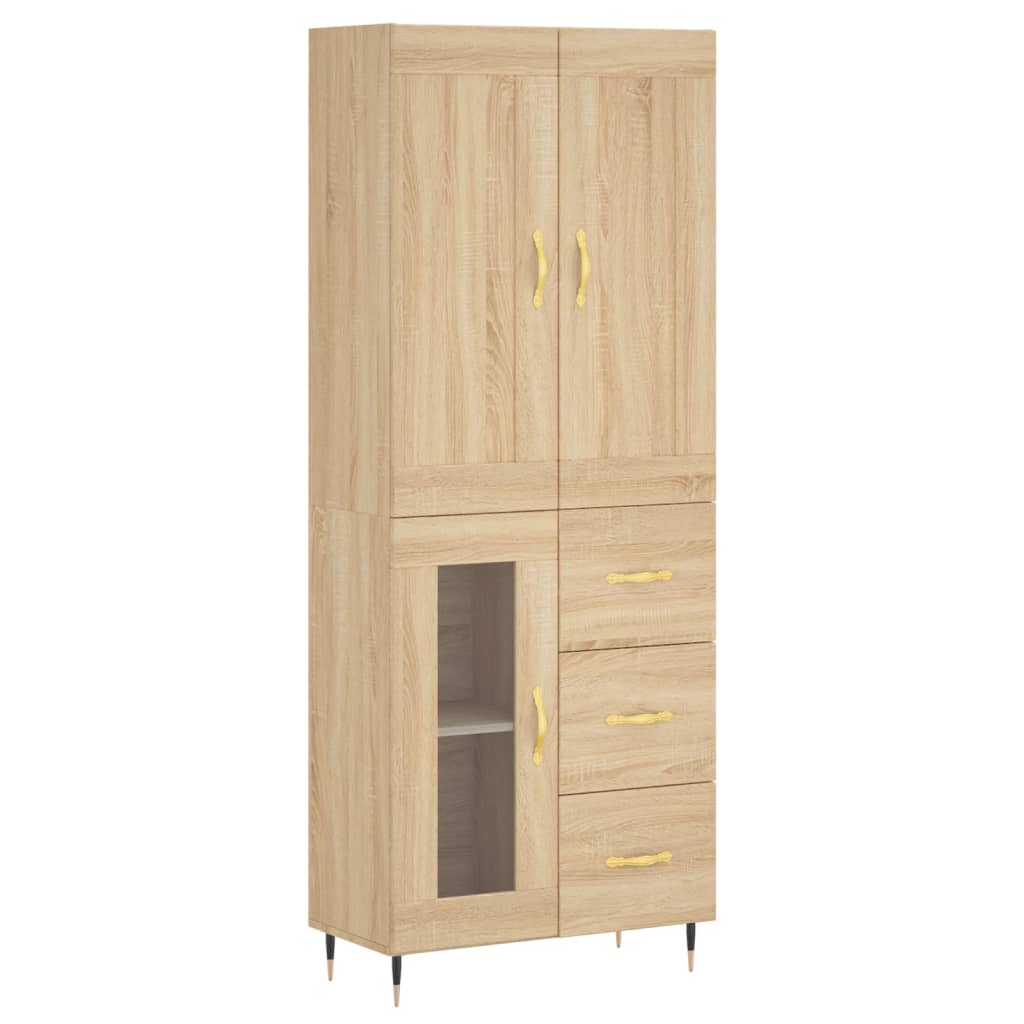 Aparador Alto Madera Contrachapada Color Roble 69,5x34x180 Cm_1
