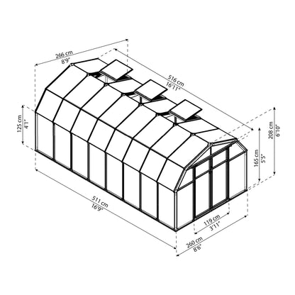 Invernadero Hobby Gardener 516x266 cm verde Doble Capa