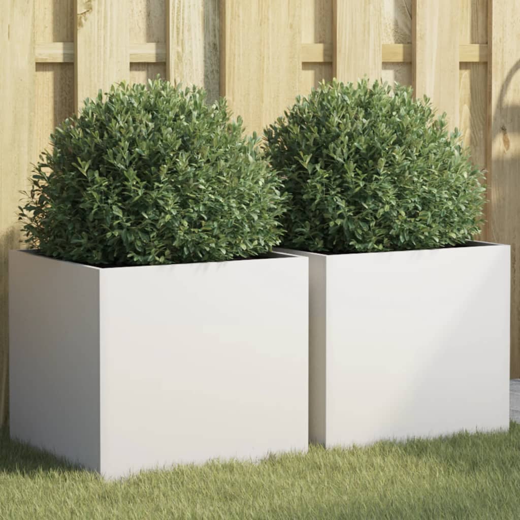 Jardineras 2 Unidades Acero Blanco 42x40x39 Cm_1