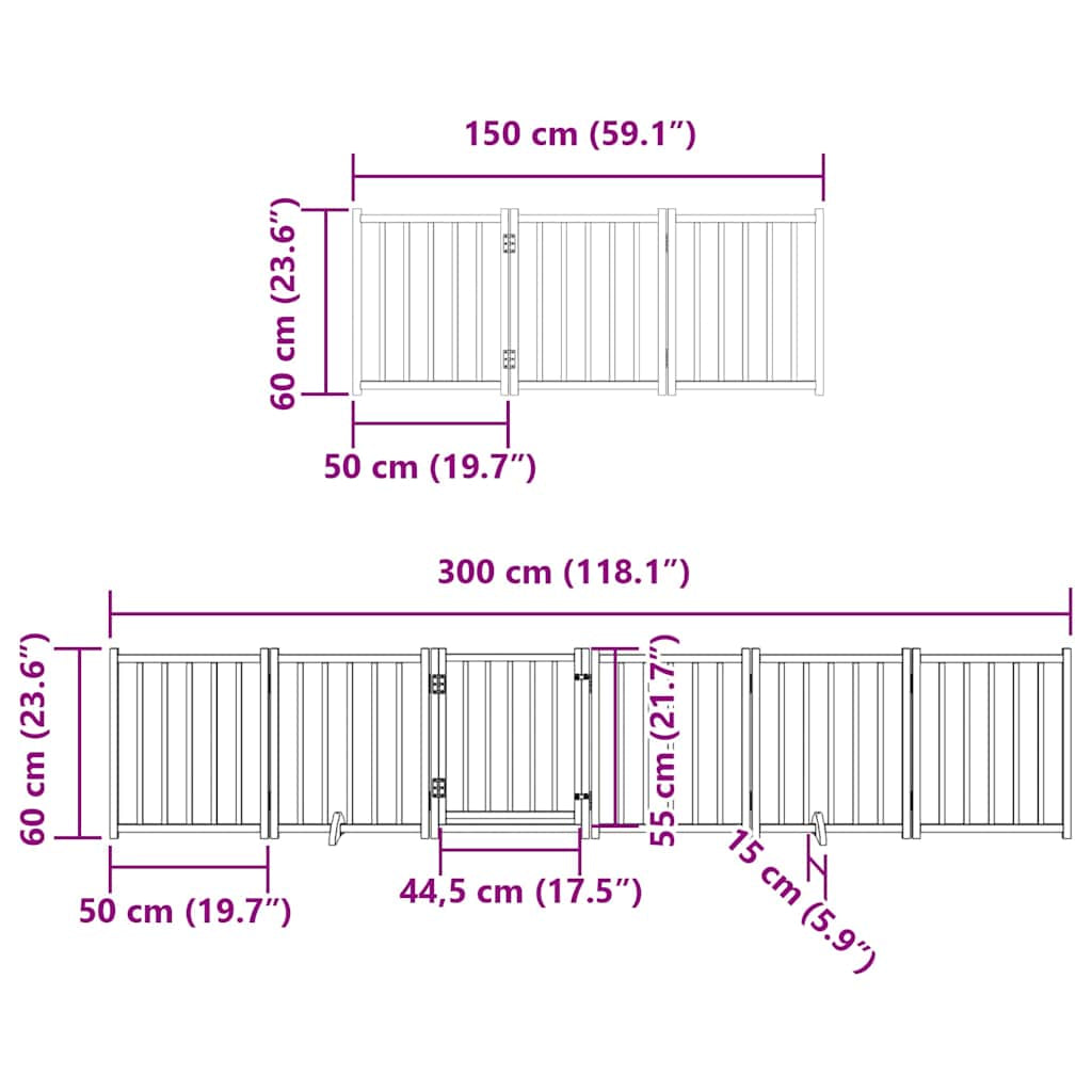 Vidaxl Puerta De Perros Plegable 15 Paneles Madera Álamo Negra 750 Cm_2