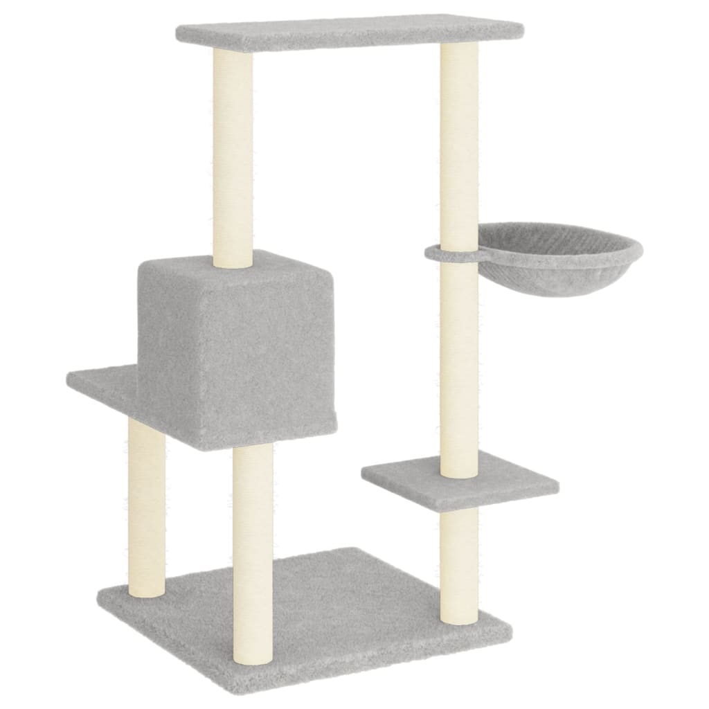 Rascador Para Gatos Con Postes De Sisal Gris Claro 95 Cm_4