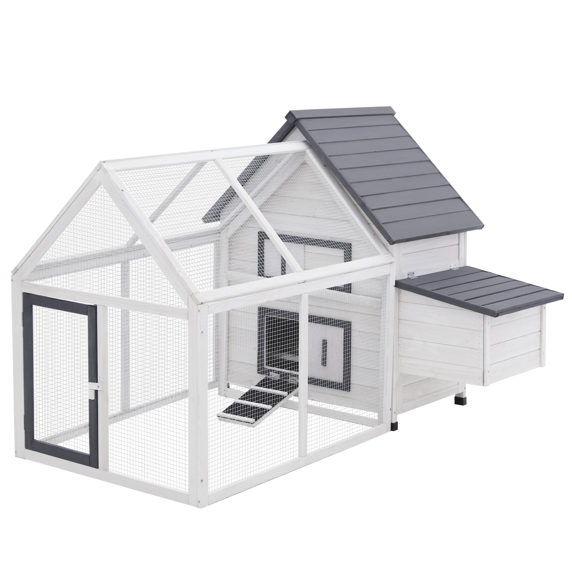 Pawhut Gallinero Exterior 2 Niveles Con Caja Nido Bandeja 166x124x112 Cm Gris Y_0