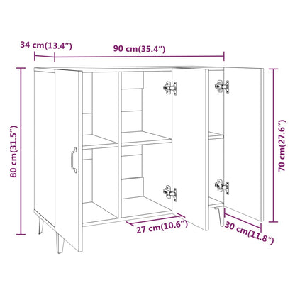 Aparador De Madera De Ingeniería Gris Hormigón 90x34x80 Cm / Vetonek_4