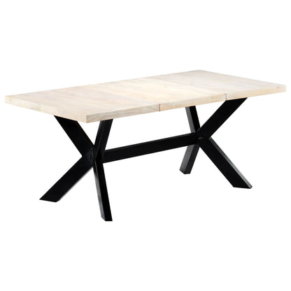 Mesa De Comedor Blanca 180x90x75 Cm Madera Maciza De Mango_4
