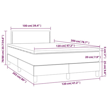 Cama Box Spring Con Colchón Y Led Tela Gris Oscuro 120x200 Cm / Vetonek_2