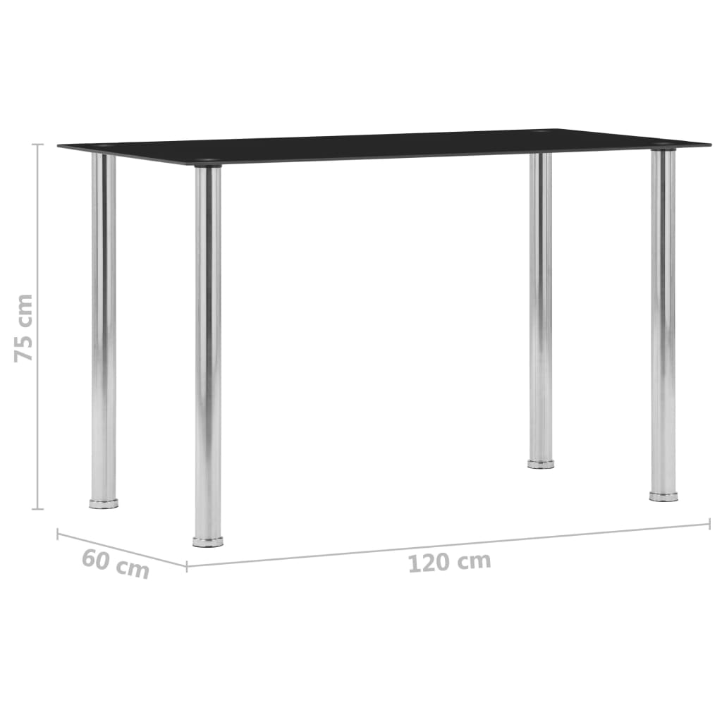Mesa De Comedor De Vidrio Templado Negro 120x60x75 Cm_3