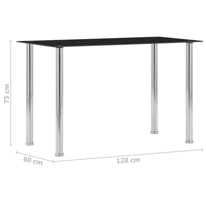 Mesa De Comedor De Vidrio Templado Negro 120x60x75 Cm_3