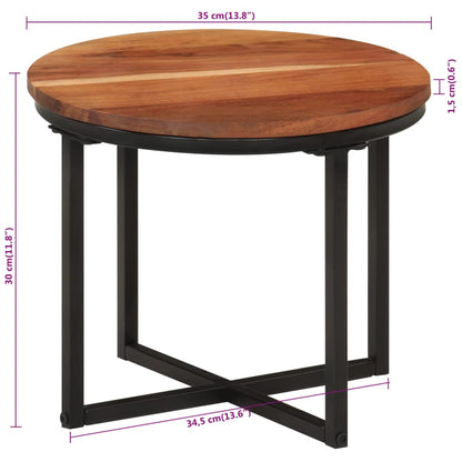 Mesa De Centro De Madera Maciza De Acacia Y Hierro 35x35x30 Cm_4
