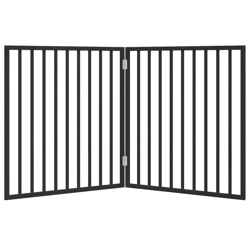 Vidaxl Puerta Para Perros Plegable De 2 Paneles, Color Negro, 160 Cm, Madera De Álamo_3