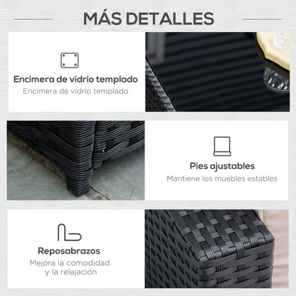 Outsunny Conjunto Muebles De Jardín De Ratán 7 Piezas Mesa Sofás Taburetes Con_5