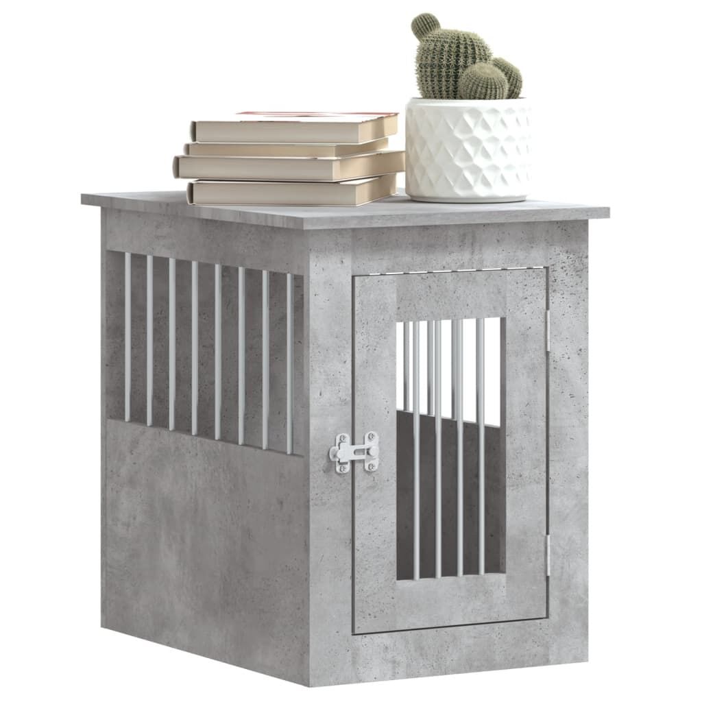 Vidaxl Jaula Para Perros Madera Ingeniería Gris Hormigón 45x62x59 Cm_3