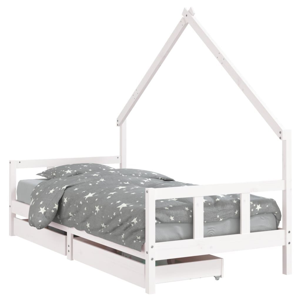 Vidaxl Estructura Cama Niños Con Cajones Madera Pino Blanco 90x200 Cm_0