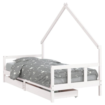 Vidaxl Estructura Cama Niños Con Cajones Madera Pino Blanco 90x200 Cm_0