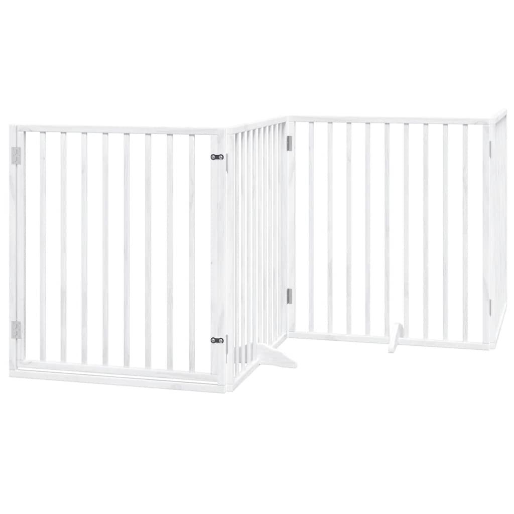 Vidaxl Puerta De Perros Plegable 12 Paneles Madera Álamo Blanca 960 Cm_0