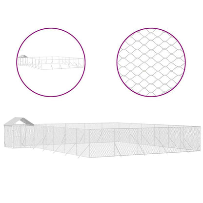 Perrera Exterior Con Toldo Acero Galvanizado Plata 12x12x2,5 M_0
