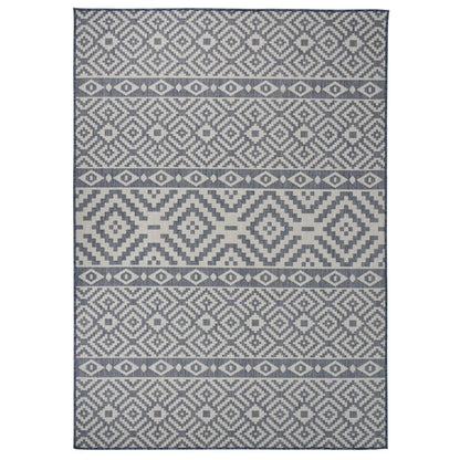 Alfombra De Exterior De Tejido Plano Rayas Azules 120x170 Cm_1