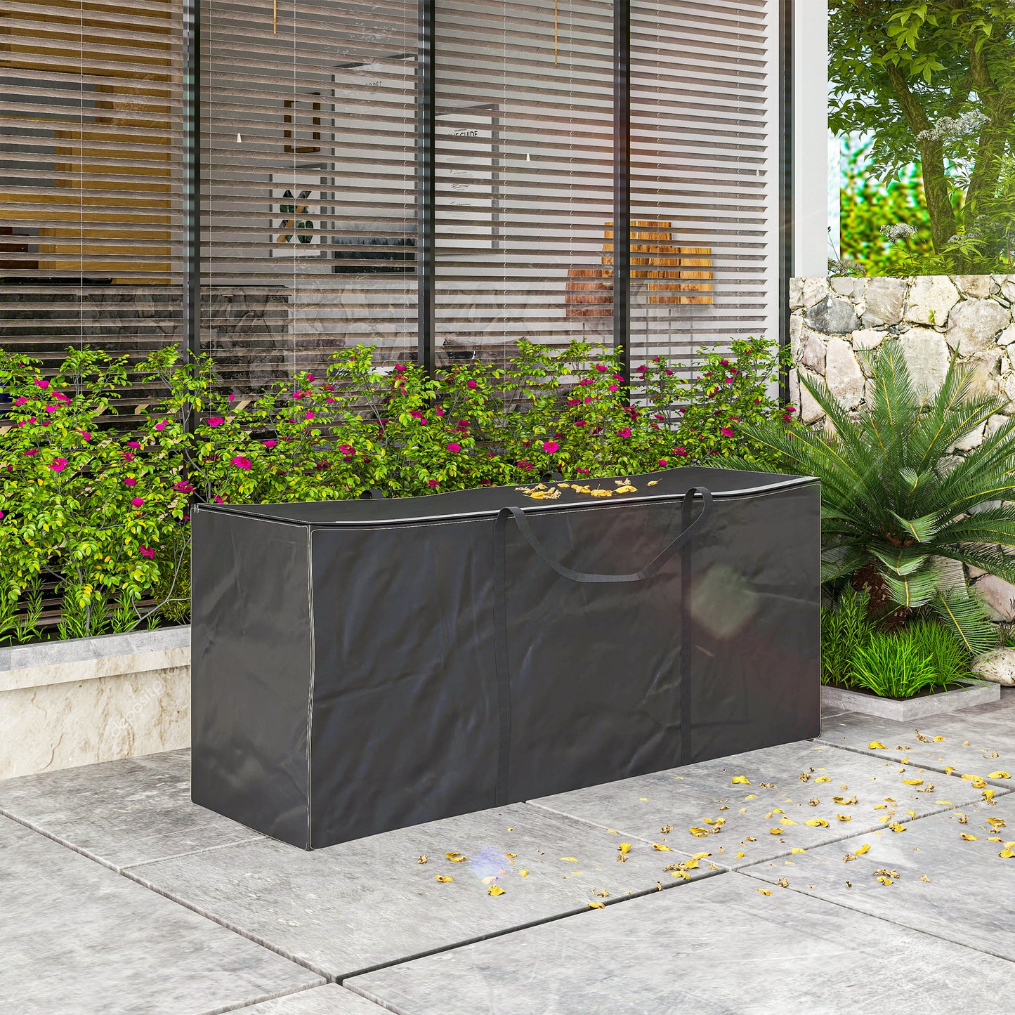 Outsunny Bolsa De Almacenamiento Para Cojines De Jardín 600d 125x40x55cm Negro_1
