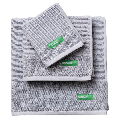 Set 3pcs Toallas De Baño (30x50+50x90+70x140cm) 450 Gsm 100%algodon Gris Casa Benetton_0
