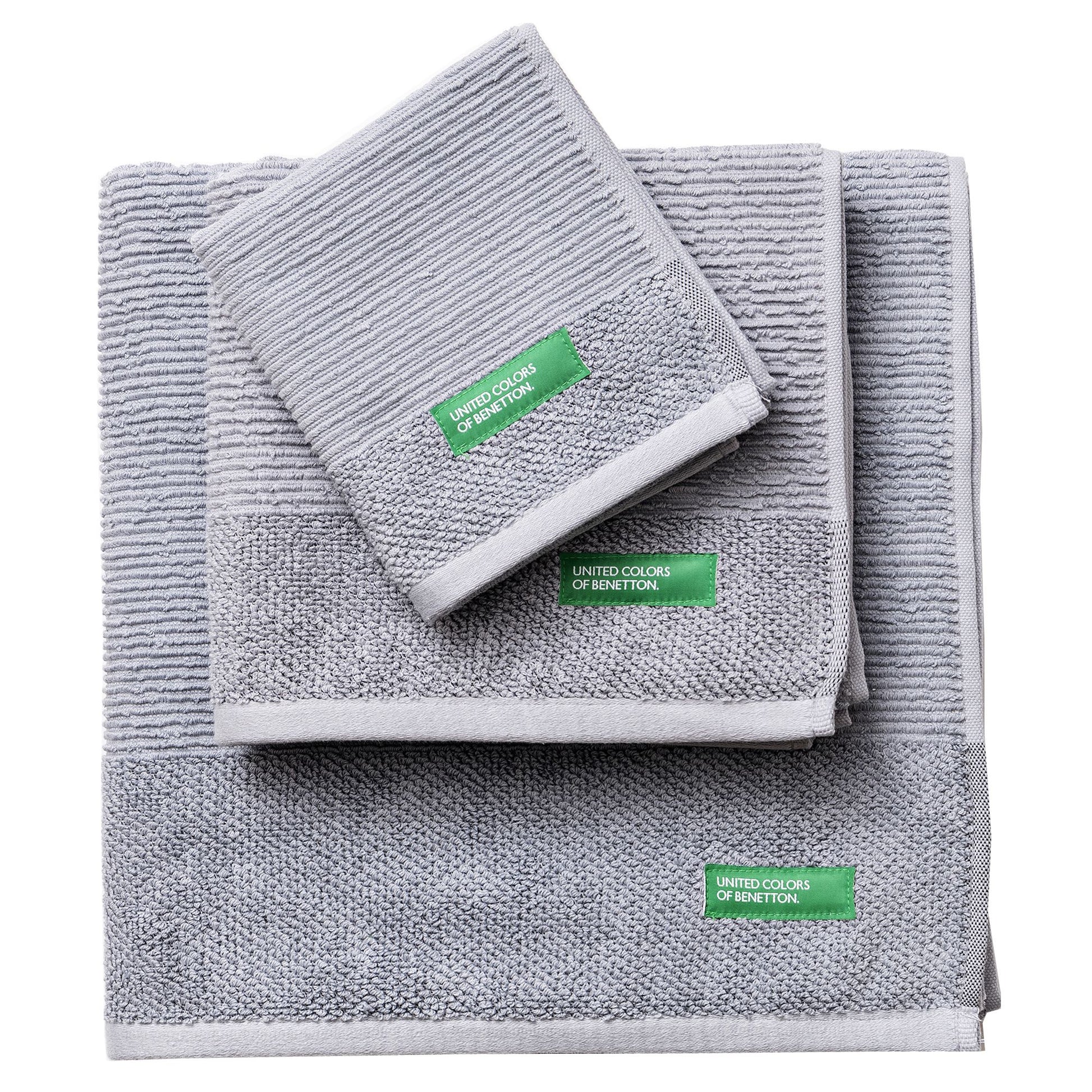 Set 3pcs Toallas De Baño (30x50+50x90+70x140cm) 450 Gsm 100%algodon Gris Casa Benetton