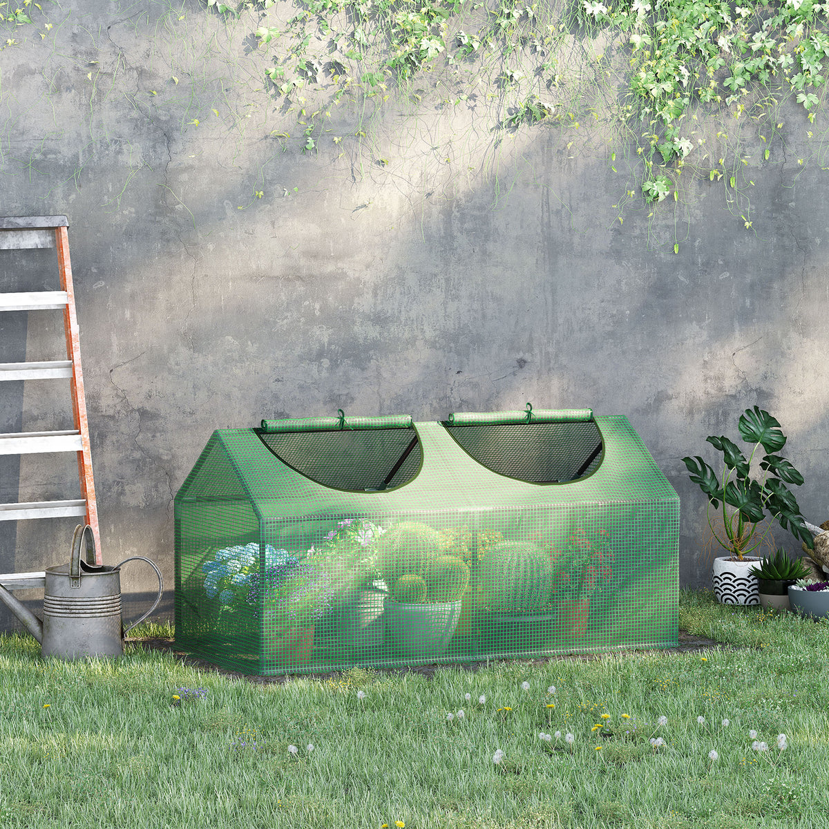 Invernadero De Terraza Outsunny Acero, Pe Verde Oscuro 120x60x60 Cm_1