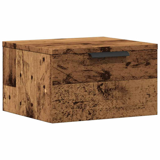 Mesita De Noche De Pared Madera Envejecida 34x30x20 Cm_0