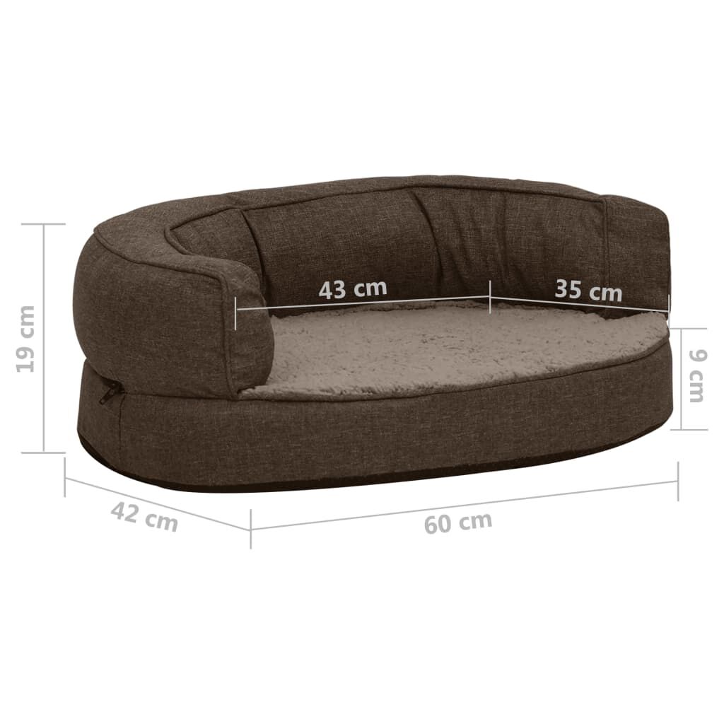 Vidaxl Colchón De Cama De Perro Ergonómico Aspecto Lino Marrón 60x42cm_2