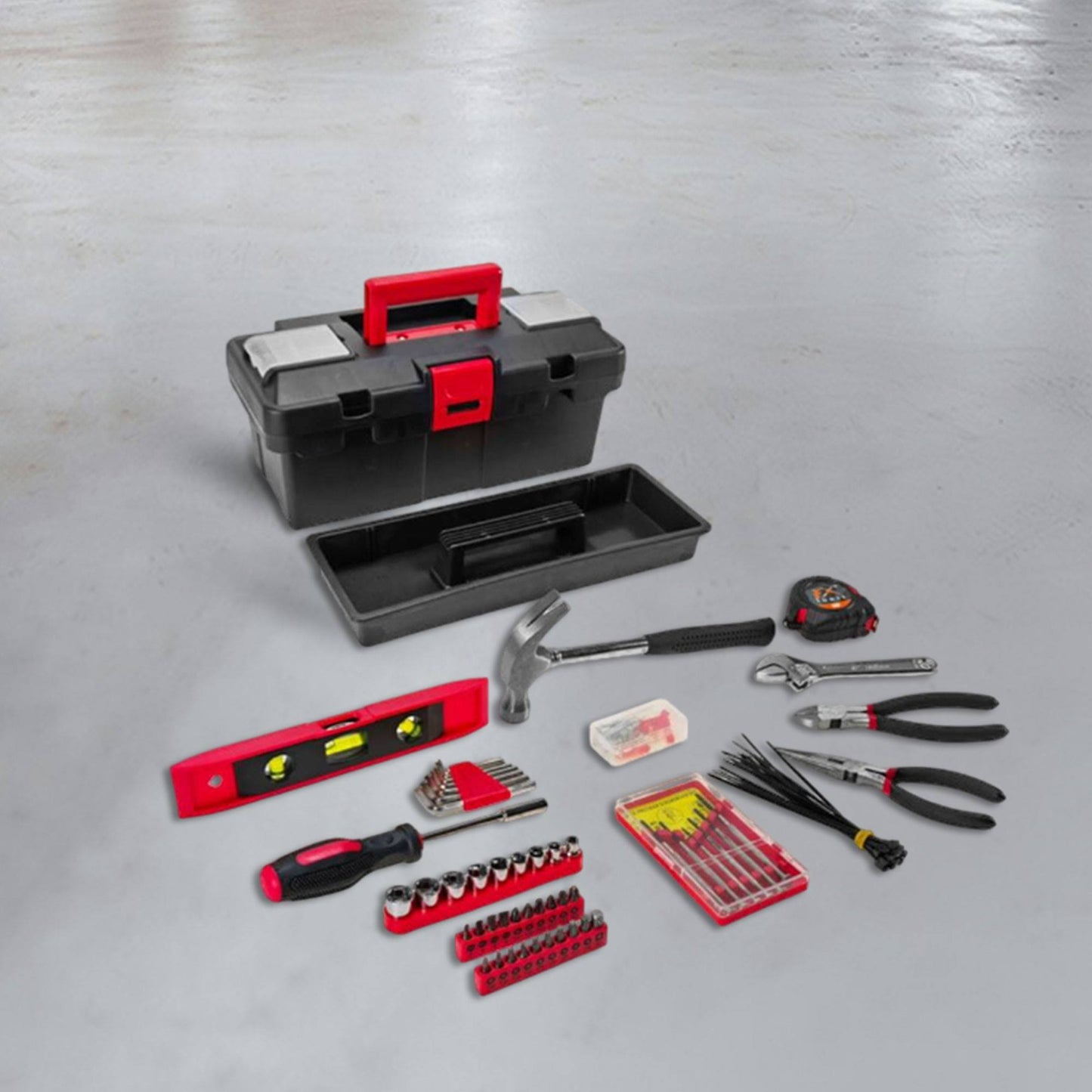 Well Home Kit De Herramientas Para El Hogar Co 152pc En Caja De Plástico Color Negro Y Rojo_2