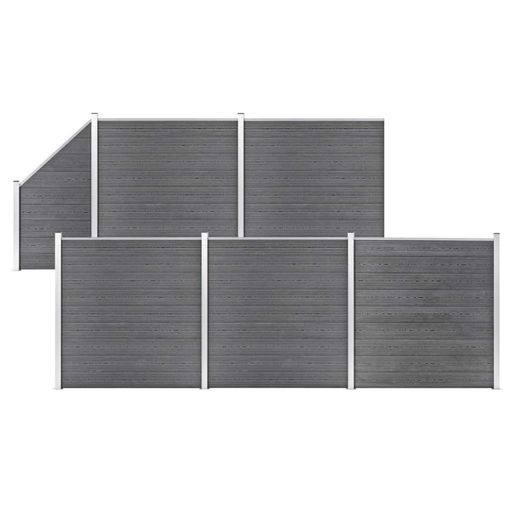 Set De Valla 5 Cuadradas + 1 Oblicua Wpc Gris 965x186 Cm / Vetonek_3