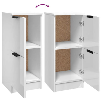 Aparadores 2 Uds Madera Contrachapada Blanco Brillo 30x30x70 Cm / Vetonek_1