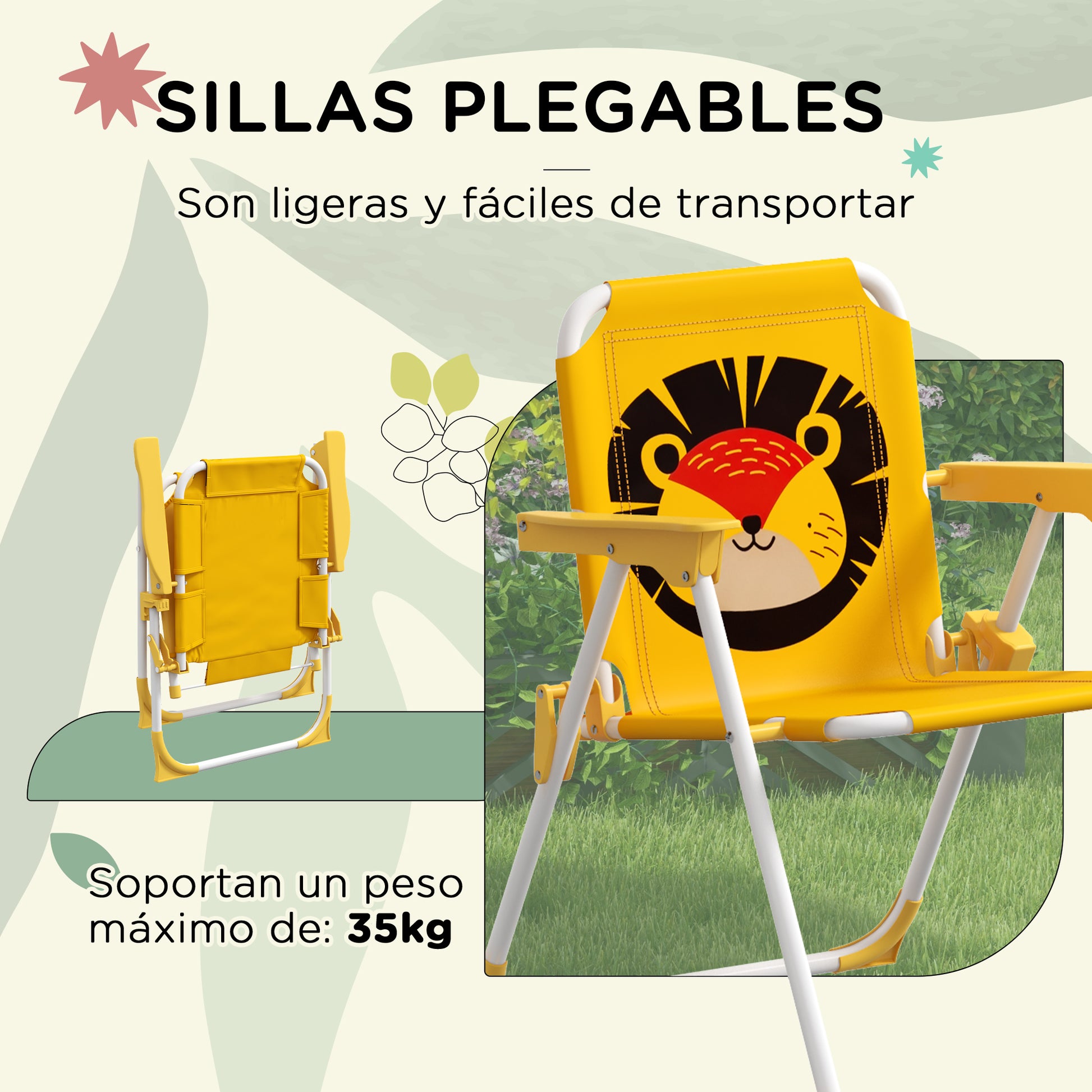 Outsunny Conjunto De Mesa Y Sillas Para Exterior Infantil Con Sombrilla Amarillo_3