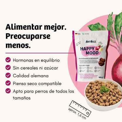 BugBell HappyMood Pienso – hipoalergénico, sin cereales, con proteína de insecto, remolacha, vitex y valeriana_1