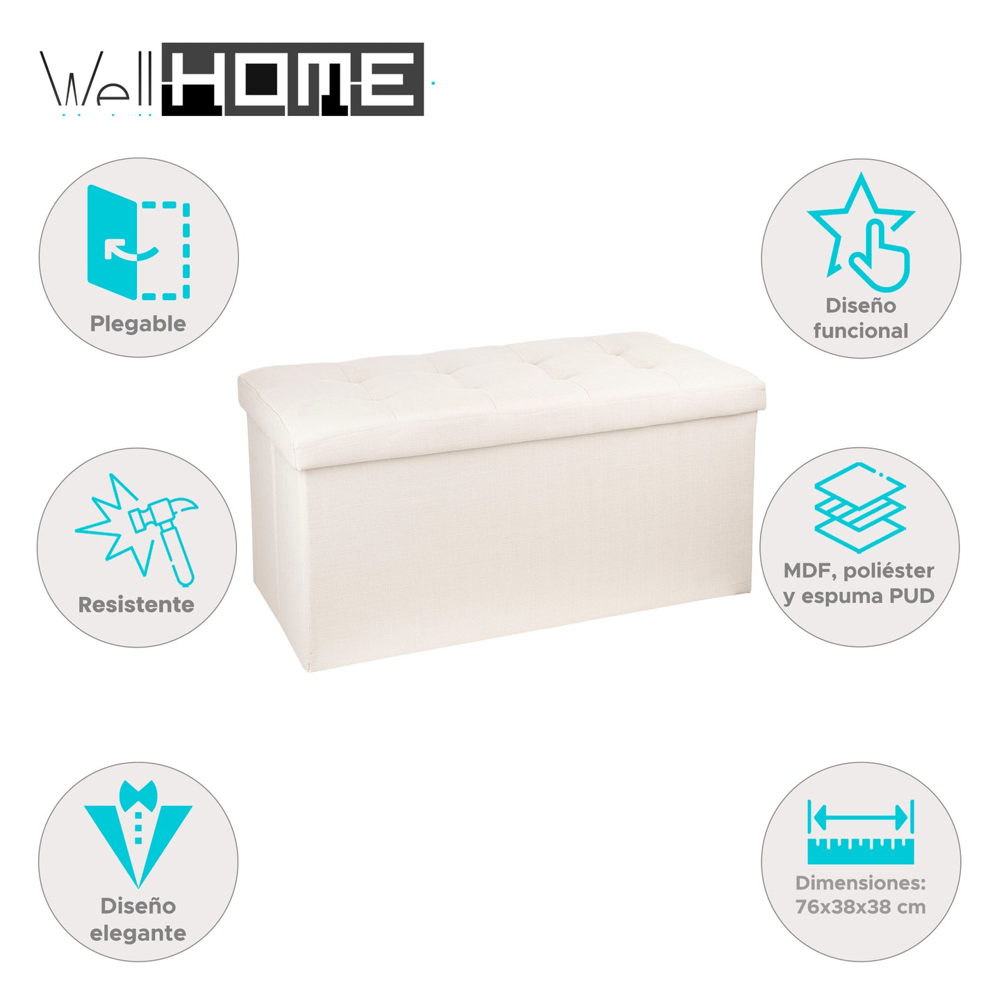 Well Home - Puf Plegable Beige Doble_1