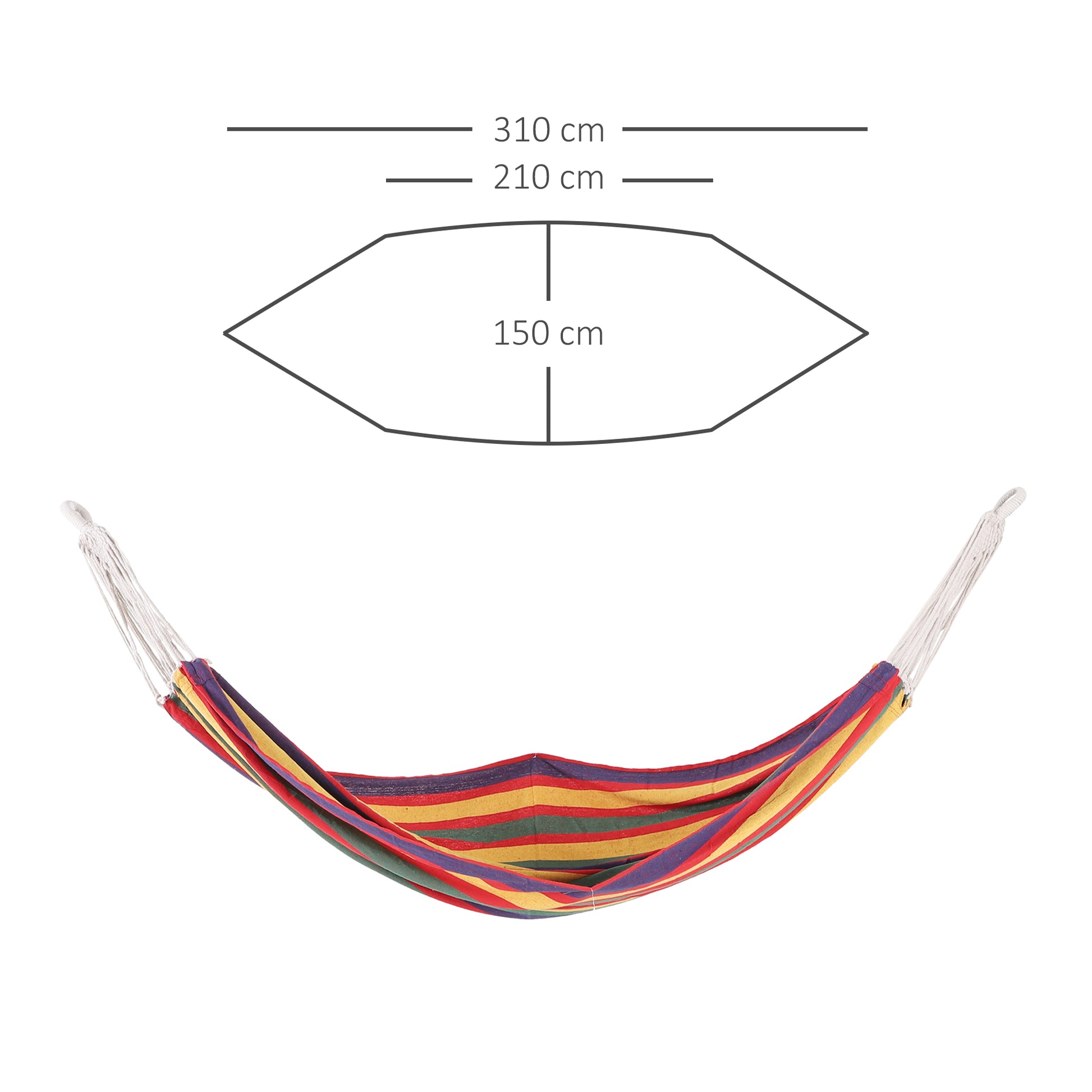 Outsunny Hamaca Para Jardín Camping 210x150 Cm Carga 180 Kg Rayas_2
