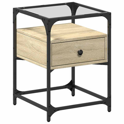 Mesita De Noche Madera De Ingeniería Roble Sonoma 40x40x55 Cm_0