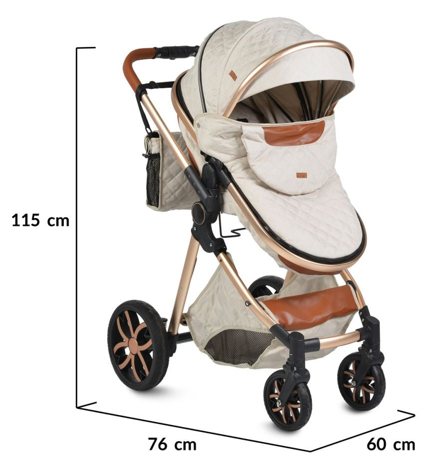 Carrito De Bebé Dúo Convertible Con Detalles En Polipiel Alma Beige_2