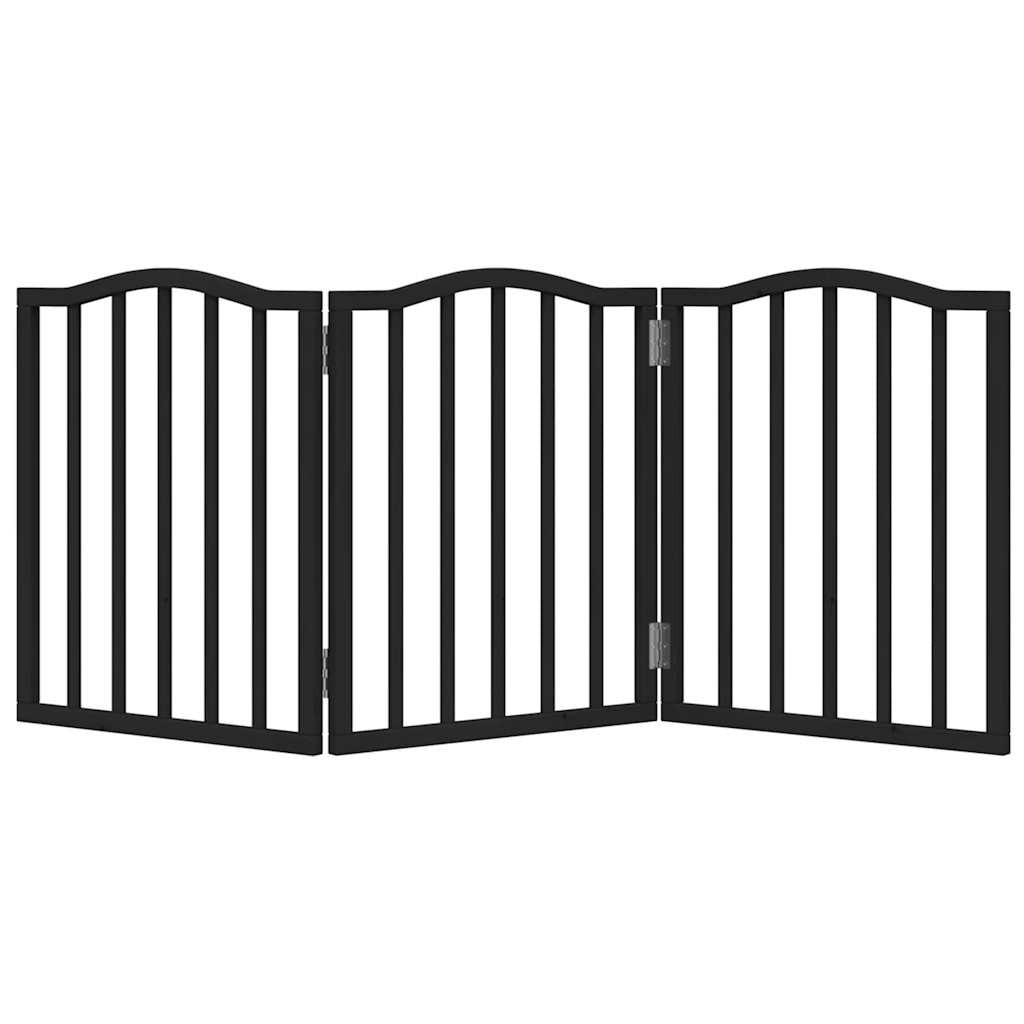 Vidaxl Puerta Para Perros Plegable 3 Paneles Madera Álamo Negra 150 Cm_3