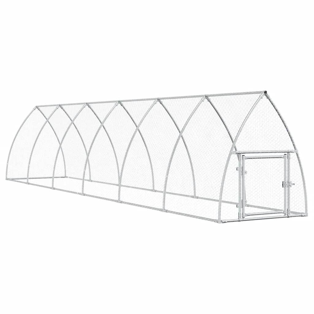 Vidaxl Jaula Para Gallinas Acero Galvanizado Plateado 600x105x120 Cm_0