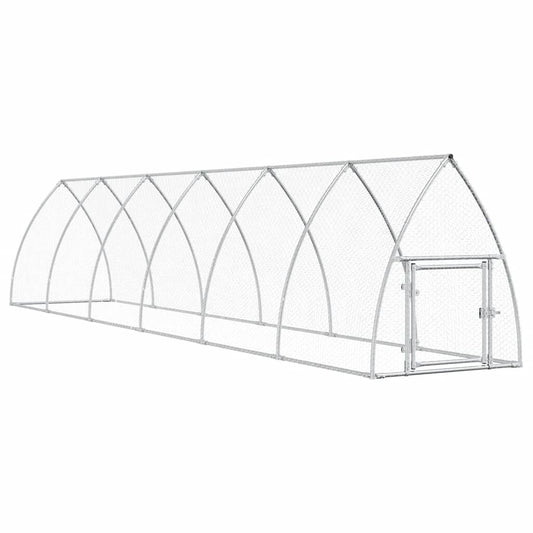 Vidaxl Jaula Para Gallinas Acero Galvanizado Plateado 600x105x120 Cm_0
