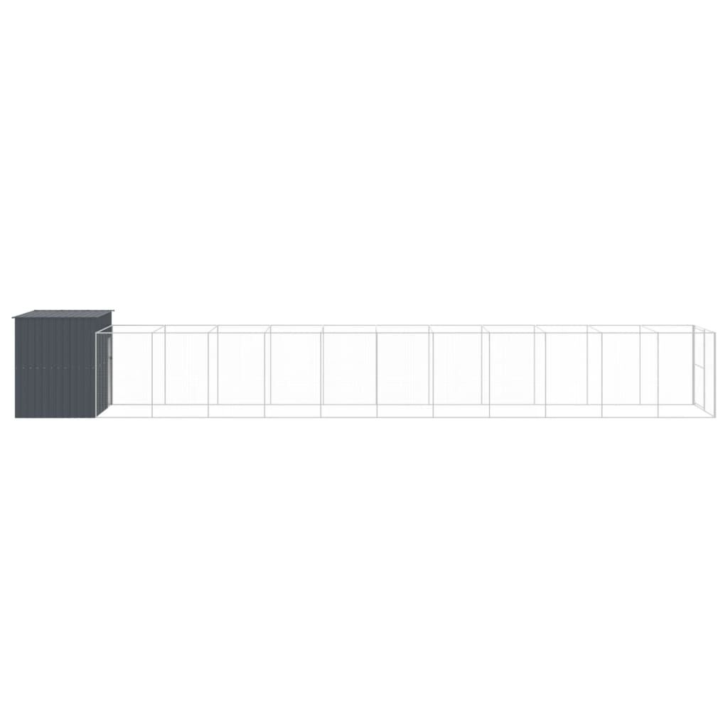 Vidaxl Caseta Perros Con Corral Acero Galvanizado Gris 214x1273x181 Cm_3